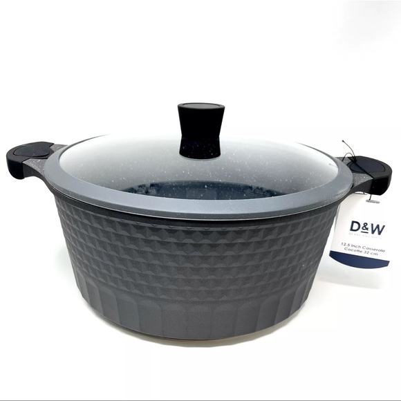 D&W Pot/Casserole 12.5" Inch,10 Qt With Lid Big Party Size Nonstick Cookware New - Picture 1 of 8